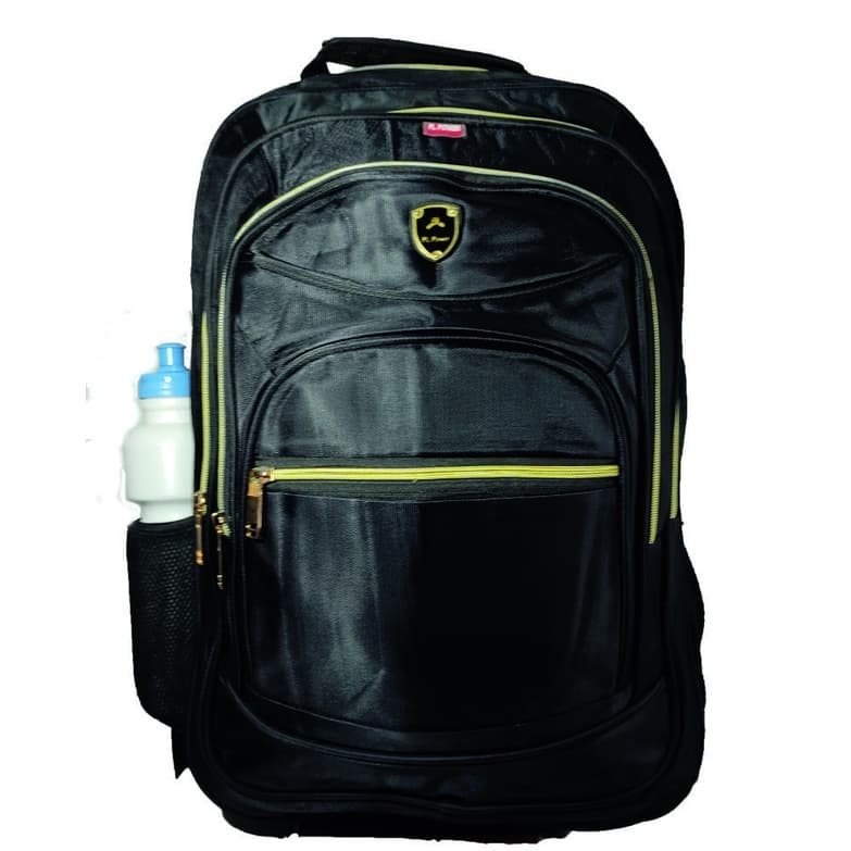 Mochila Preta Reforçada Grande Impermeável - Com Entrada Para Fone de Ouvido e USB Para Carregadores Portáteis.