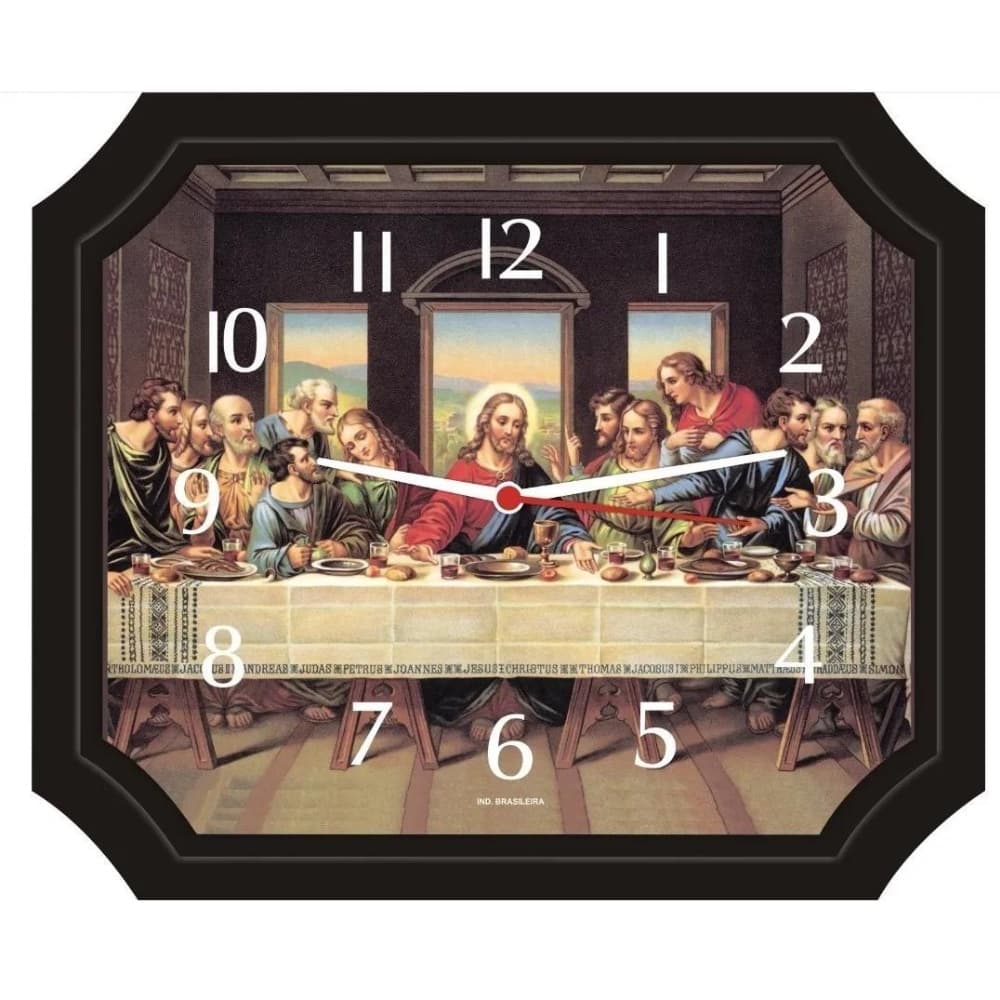 Relogio de Parede Cozinha Sala Santa Ceia Preta 23,5 x 27,5 cm