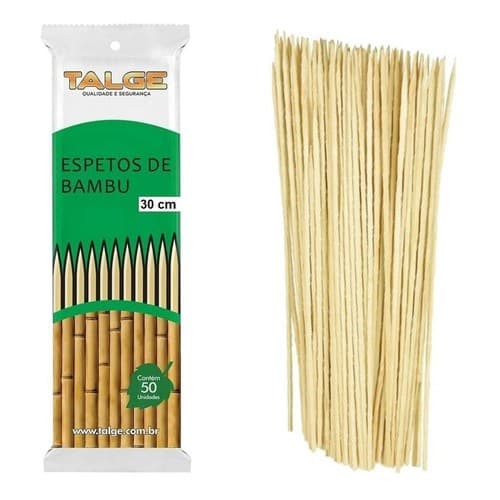 Espetinho Espeto De Bambu Talge 18cm Caixa C/50 Pa