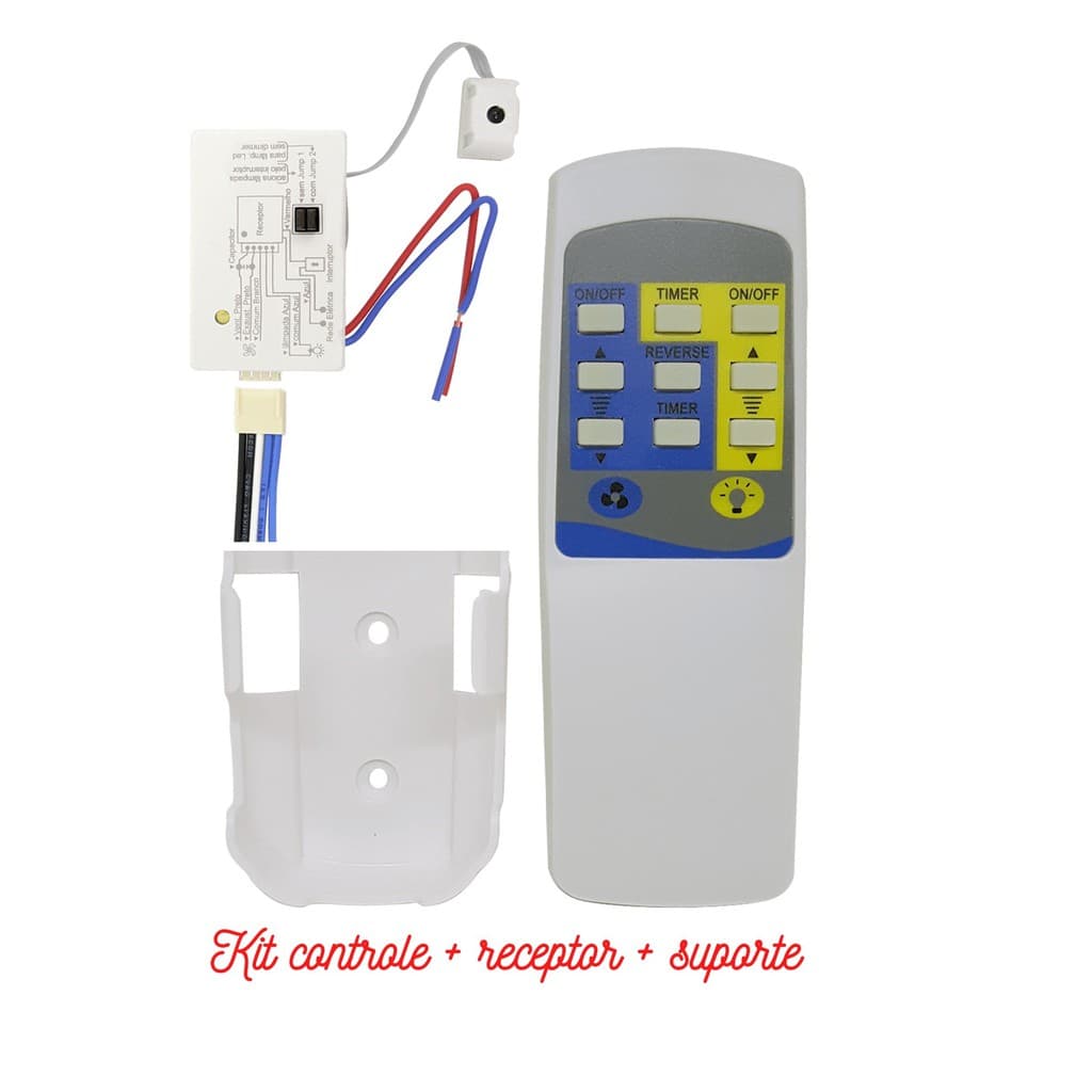 Controle Remoto para Ventilador de Teto com Reversão e Lâmpada Universal Bivolt
