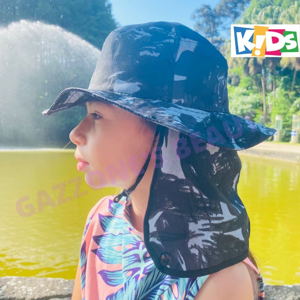 Chapéu Pesca Infantil 4-8 Anos Proteção Sol Camuflado Black Friday