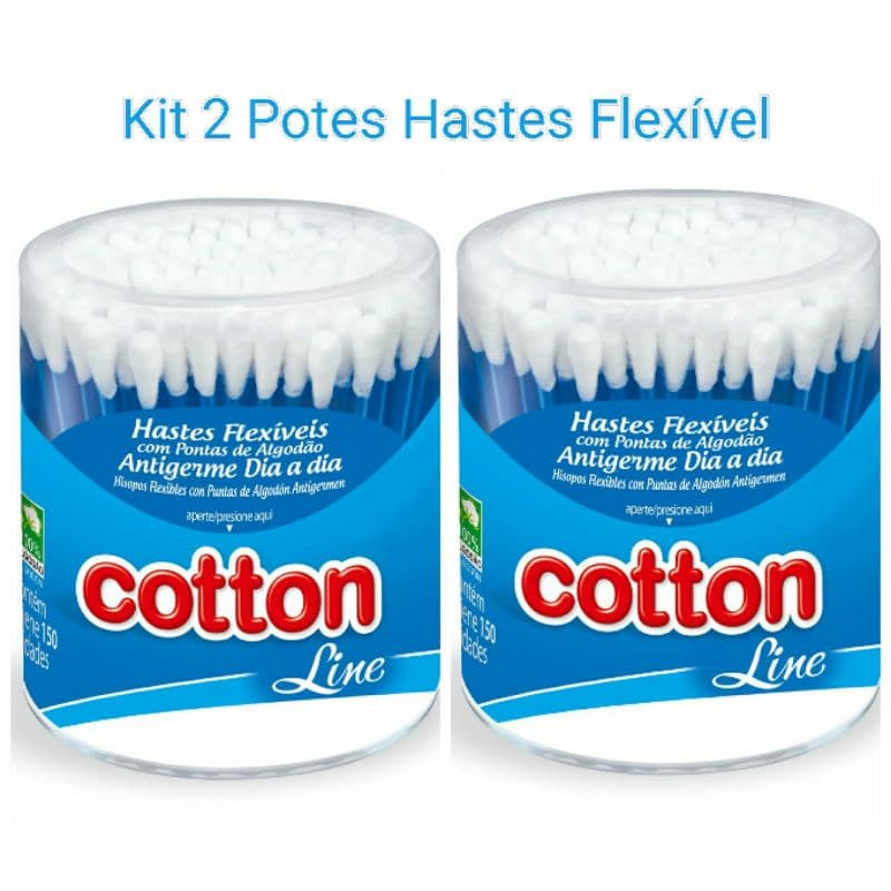 kit 2 Pote Hastes Flexível com 150 Unidades em cada Cotton Line