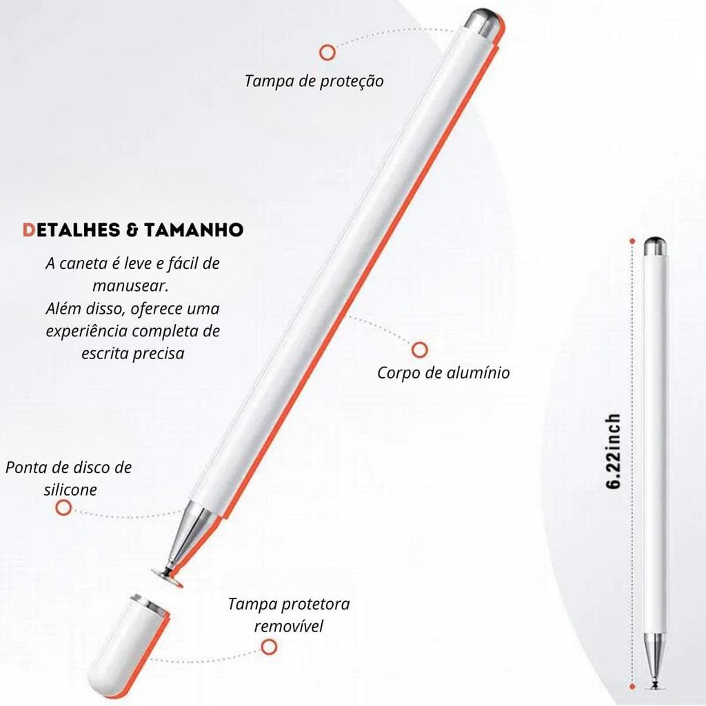 Caneta Capacitiva Stylus Ponta Fina Para Smartphone Tablet Pencil Tela Touch Screen Desenho