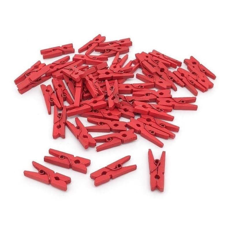 Mini Pregador Prendedor de Madeira Vermelho 2,5 cm para Foto Artesanato Scrapbook Lembrancinha Natal