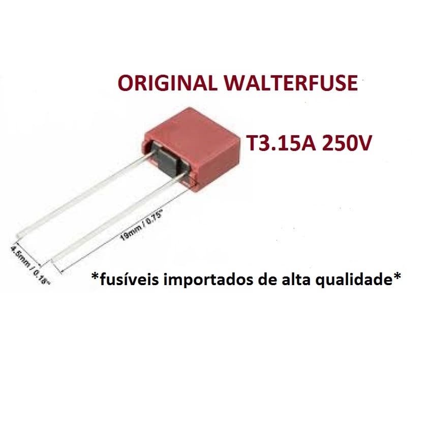 5 Pçs Fusível Plástico Radial T 3,15a 250v Walterfuse 250v T 3.15a  T3,15a