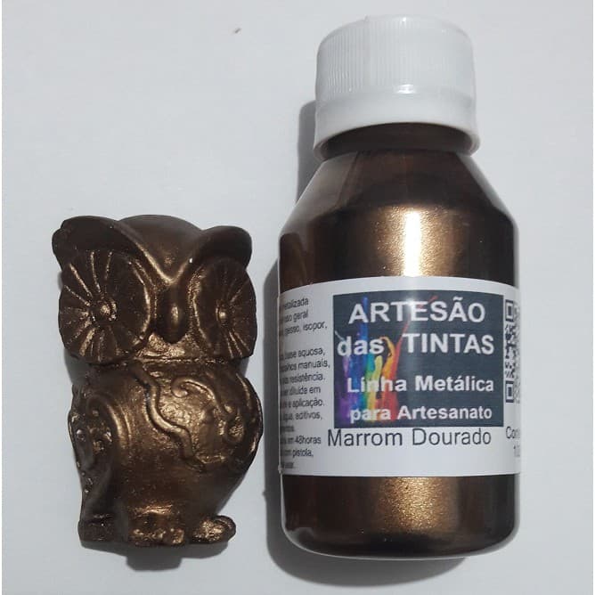 Tinta Metálica MARROM DOURADO - Tinta Para Arte e Artesanato, gesso - 100Ml