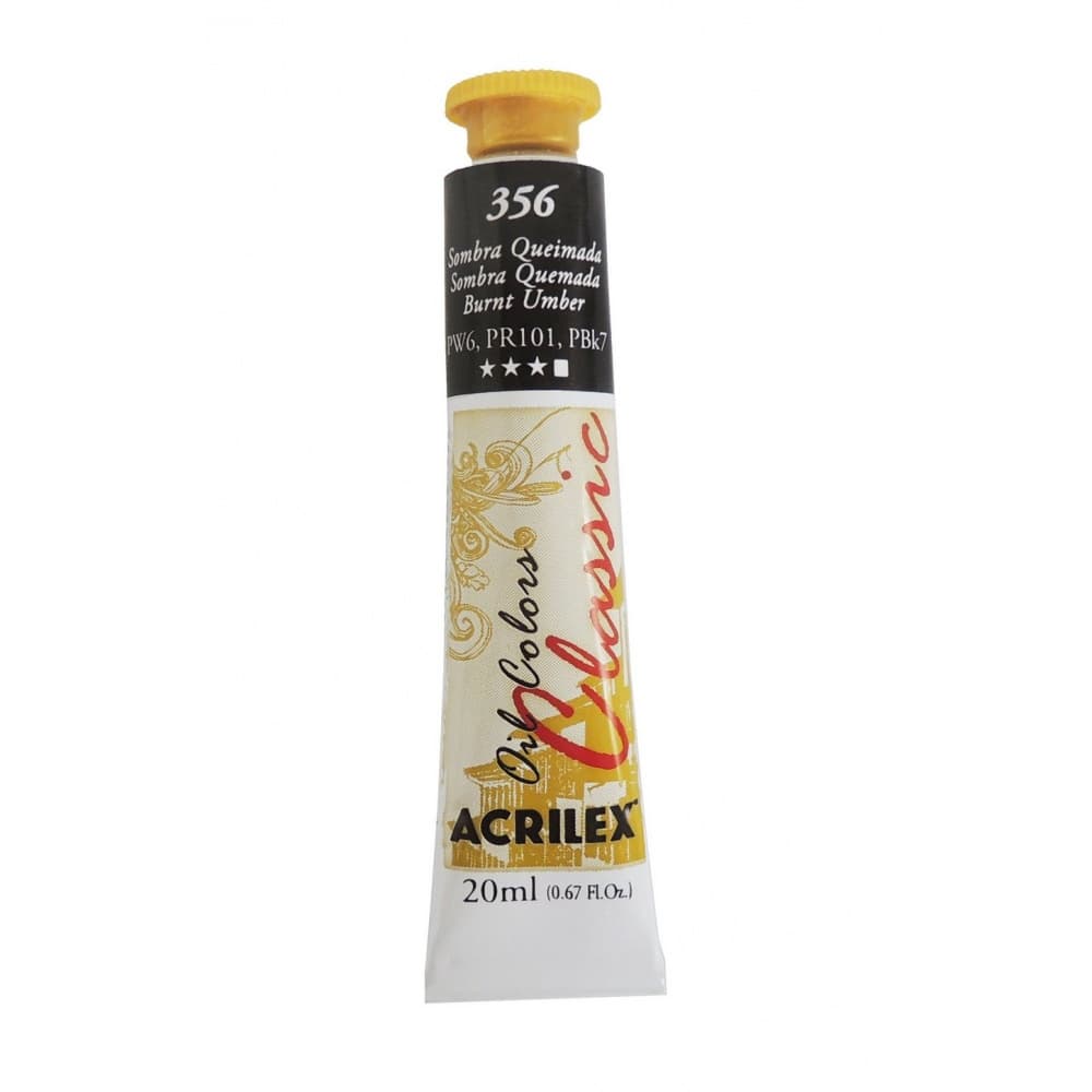 Tinta a Oleo Sombra Queimada 356 - Acrilex 20 ml