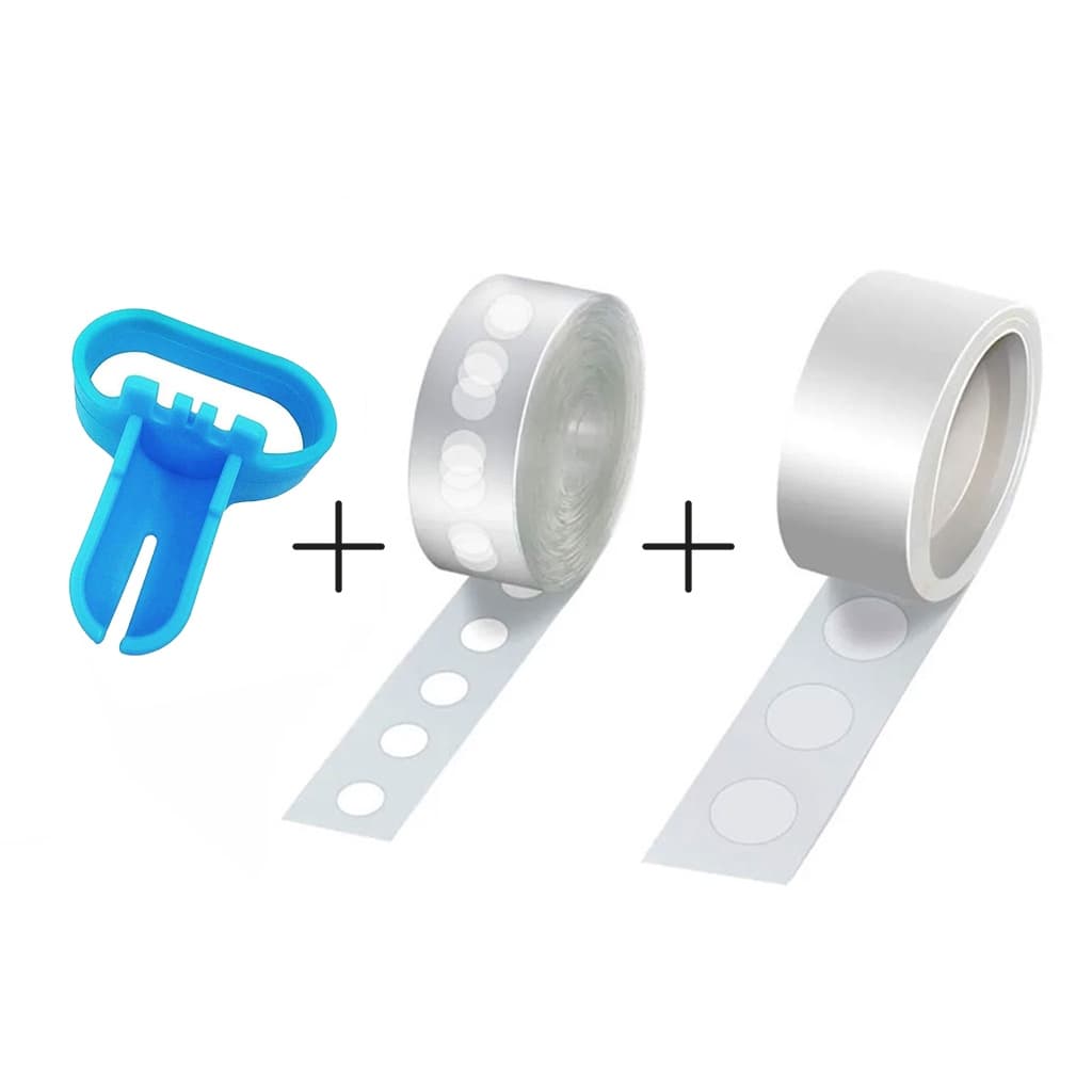 Kit 1 Fita para Arco Balão + 1 Cola Adesivo Balão + 1 Amarrador Adaptador Nó Fácil Para Bexiga