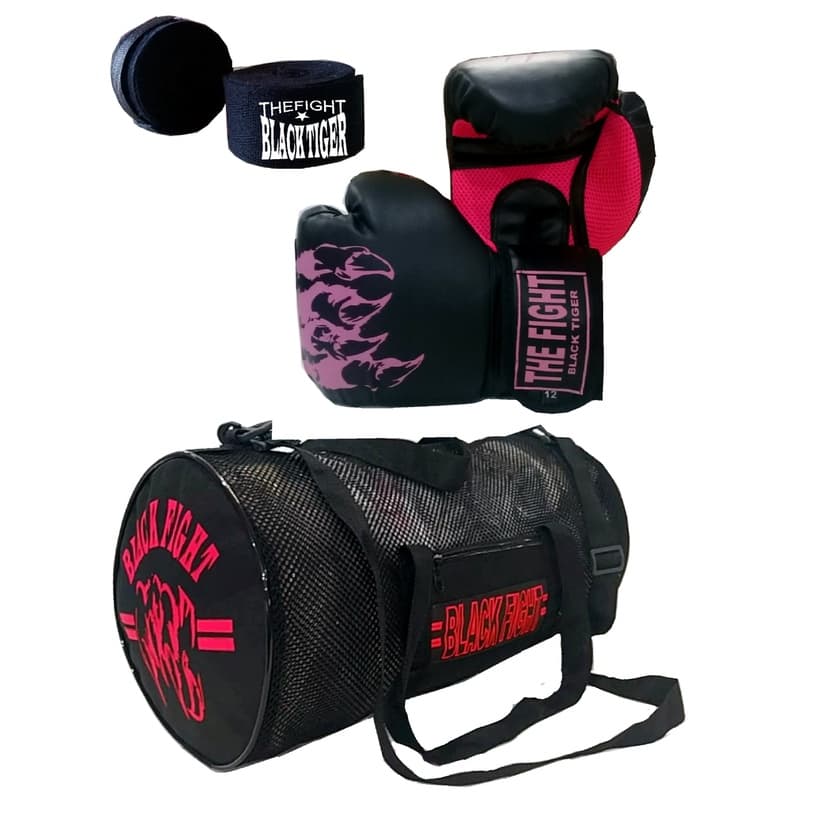 Luva muay thai + Bolsa+bandagem,Feminino.