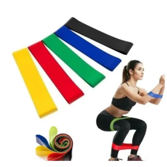 Kit 5 Faixas Elásticas Para Exercícios Multifuncional Yoga Fisioterapia e Treino