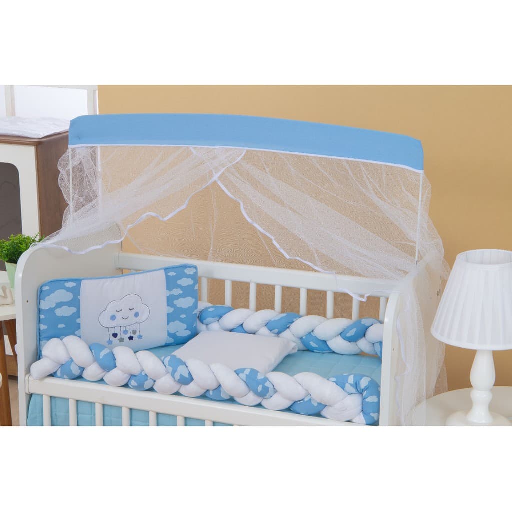 Kit Protetor para Mini Berço Infantil 8 peças Nuvem