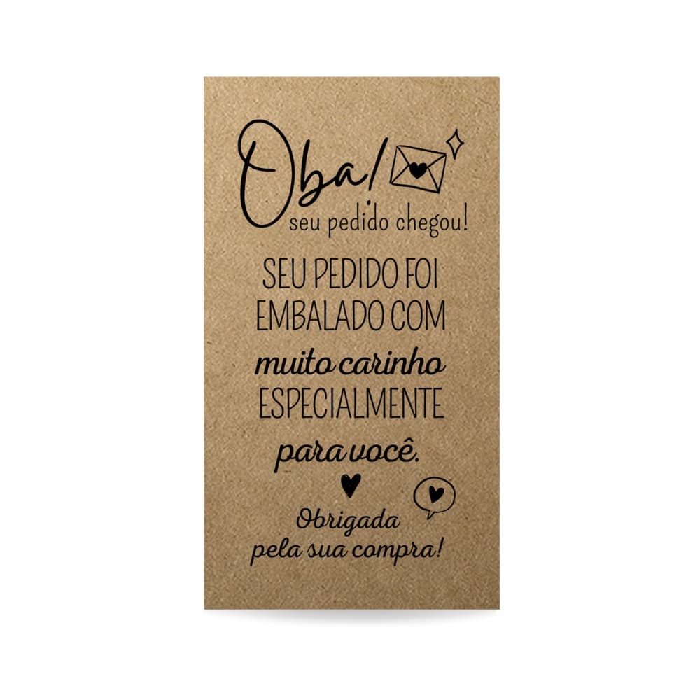 25 Mini Cartões de Agradecimento para Cliente Kraft 5x9cm