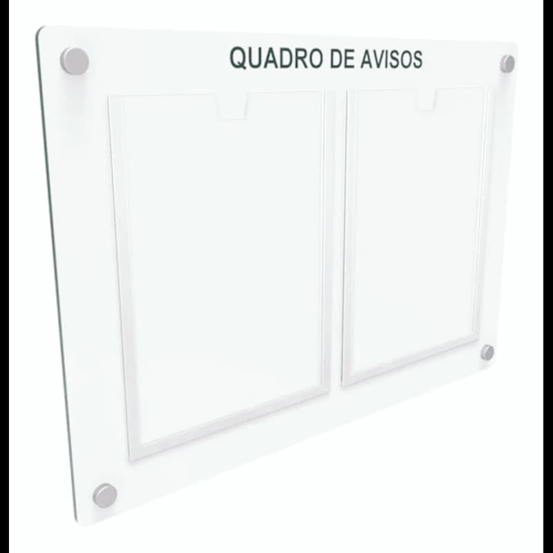 Quadro De Aviso Gestão Mdf C/ 2 Displays Acrílicos P/ A4 Bordas brancas