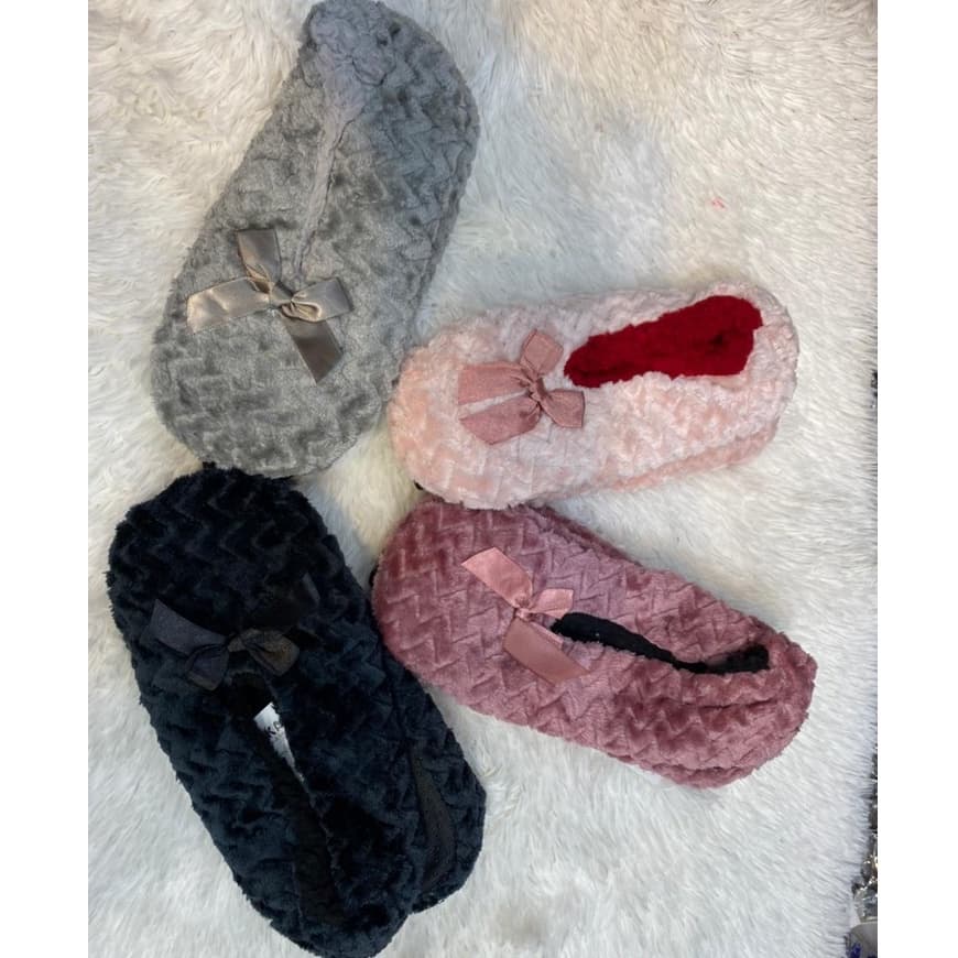 Pantufa Sapato Adulto Feminina Aberto Com Pelo Lacinho Dentro Super