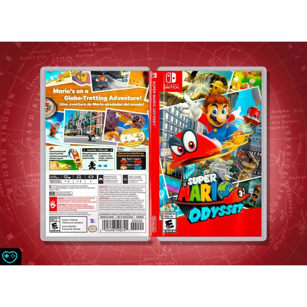Super Mario Odyssey Encarte Impresso - Nintendo Switch - Reposição de Capa Frente e Verso - Substituição de Capinha e Case / Caixa