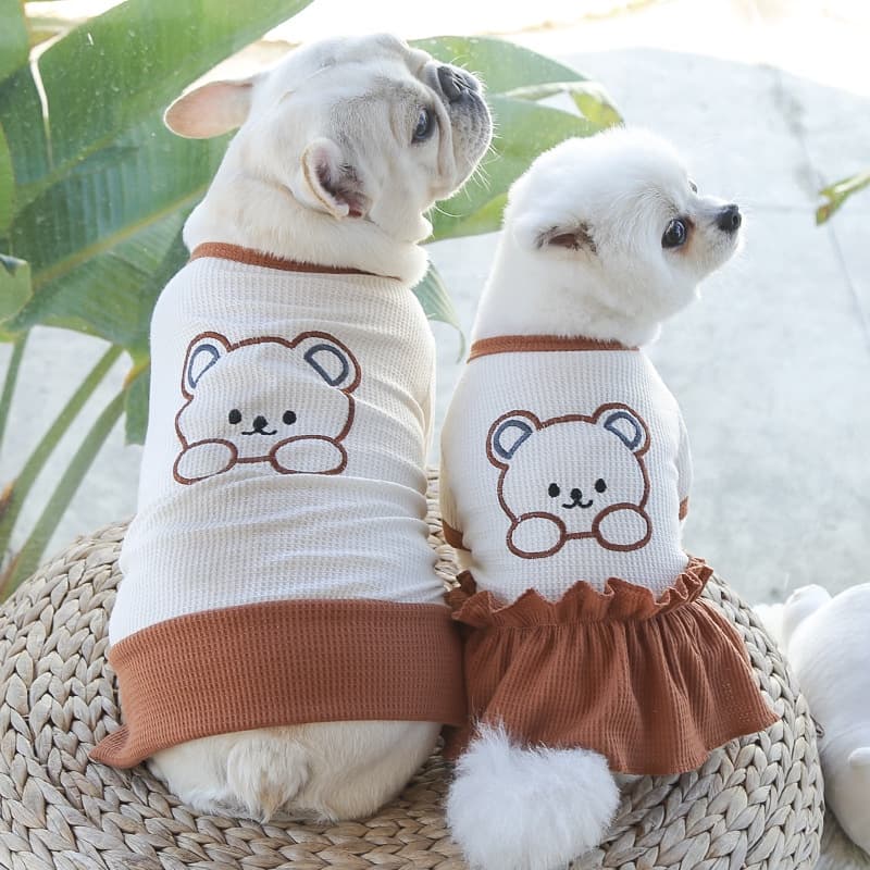 Roupas De Casal De Animal De Estimação Fofas De Cachorro Urso Para Shih Tzu Camiseta Gato Saia