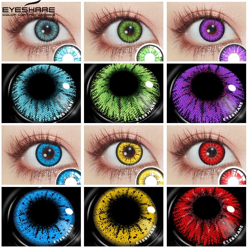 EYESHARE Cosplay Cor Contato Lentes 1 Par Lente Colorida Linda Pupil Anual Cosméticos Colorido Olhos De