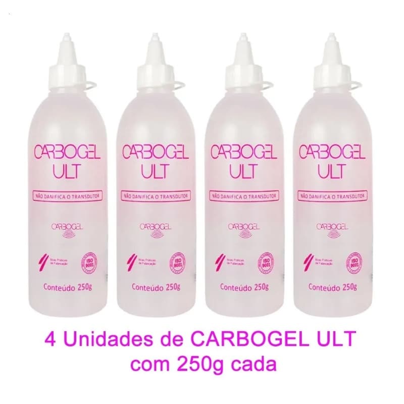 Gel Condutor Incolor Para Ultrassom, Kit C/ 4 Frascos 250 G