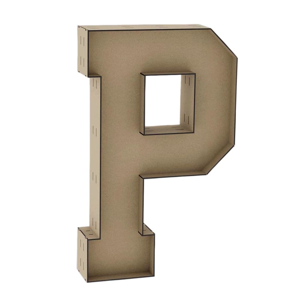 Letra Caixa P 30cm MDF Decoração Festa Nome Palavra Número