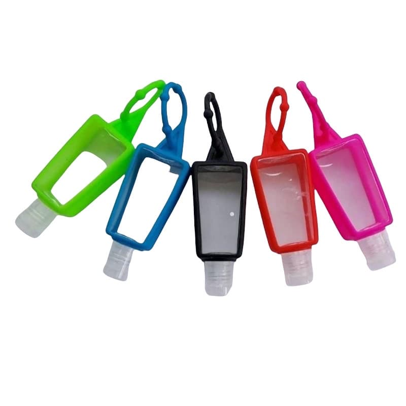 Porta Álcool em Gel Portátil 30ml Chaveiro frasco Silicone Garrafinha Higienizadora para mãos