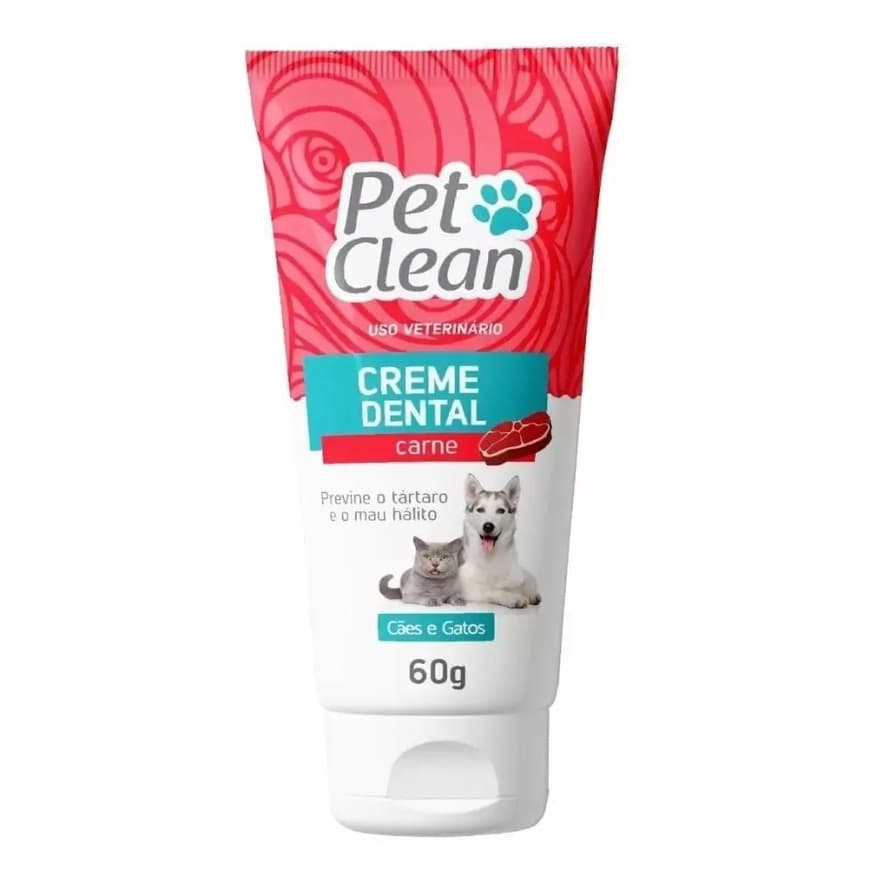 Creme Dental Pasta Para Dentes Para Cães e Gatos Pet Clean 60 gramas Ideal Para Higiene Bucal