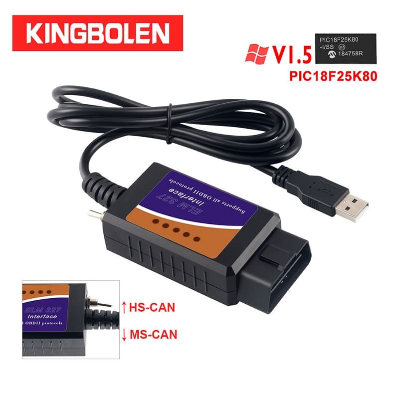 Elm327 V1.5 Modificado Para Ford Elmconfig Usb Função Escondida Forscan Ch340 + Pic18F25K80 Chip Hs Pode / Ms Pode Obdii