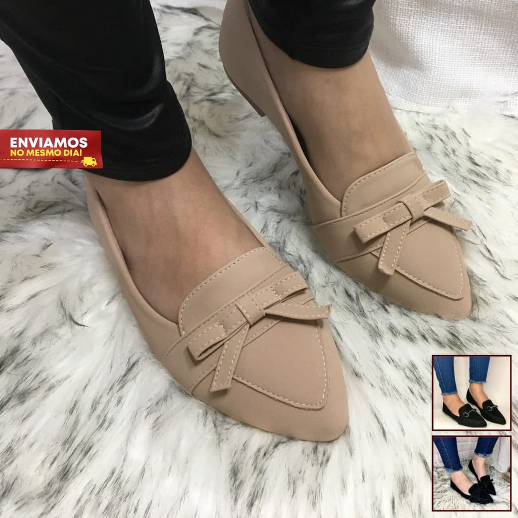 Sapatilha Mule Slip On Iate Bico Fino Sapatilha Feminina Mocassim Sapato Feminino Rasteirinha Sandália Casual Molec Moda