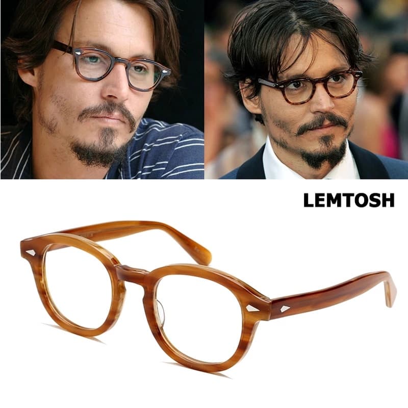 Óculos De Armação De Estilo Vintage Redondo Com Acetato Johnny Depp Lemtosh
