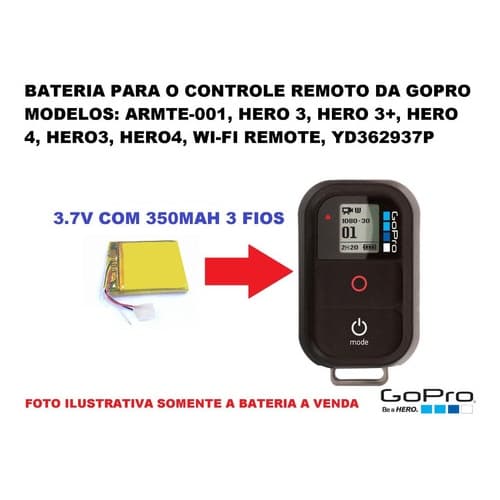 Bateria Controle Remoto Gopro   Hero 3+ Potente 350 Mah Cr