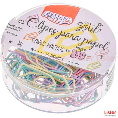 Clipes Coloridos Tons Pastel - Nr.2/0 c/ 50 Unidades - BRW