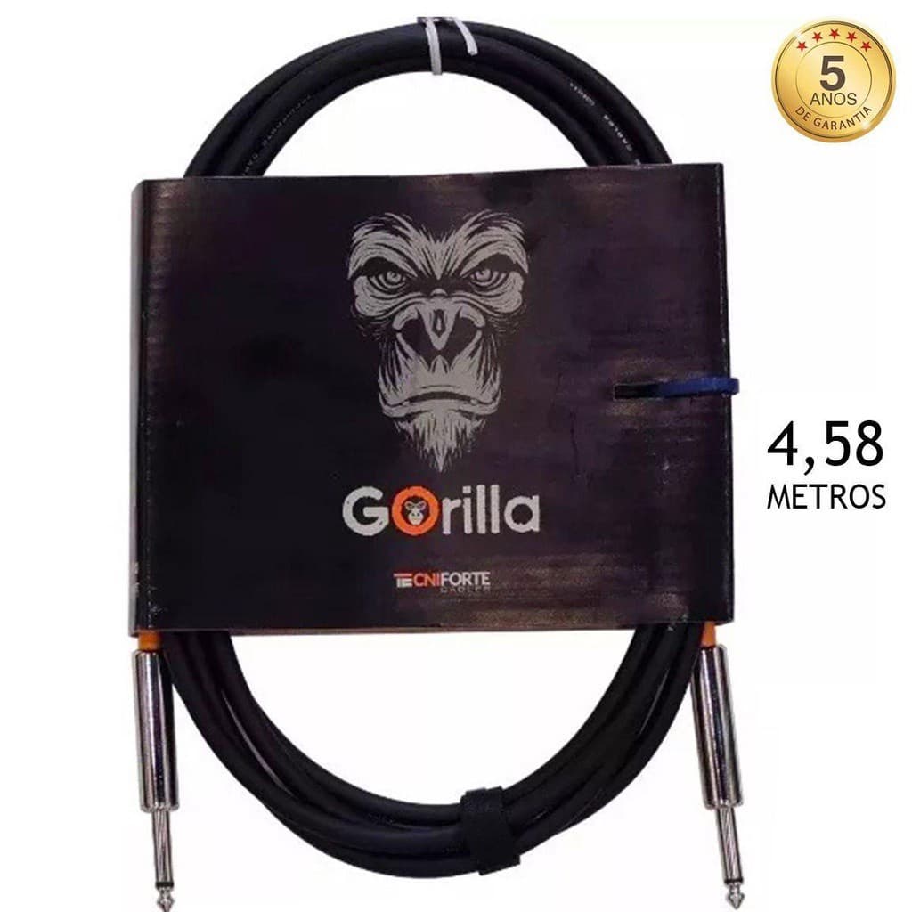 Cabo Tecniforte Gorilla Go15ni  Profissional Para Contrabaixo 4,58 M Garantia 5 Anos