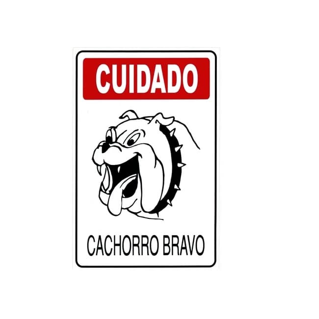 Placa Sinalização Cuidado Cachorro Bravo 30x20