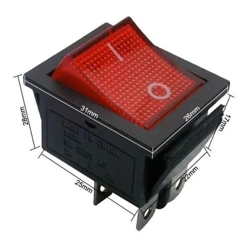 Chave Gangorra Kcd4 Liga/desliga 10 Vermelha - 10Verdes C/Led