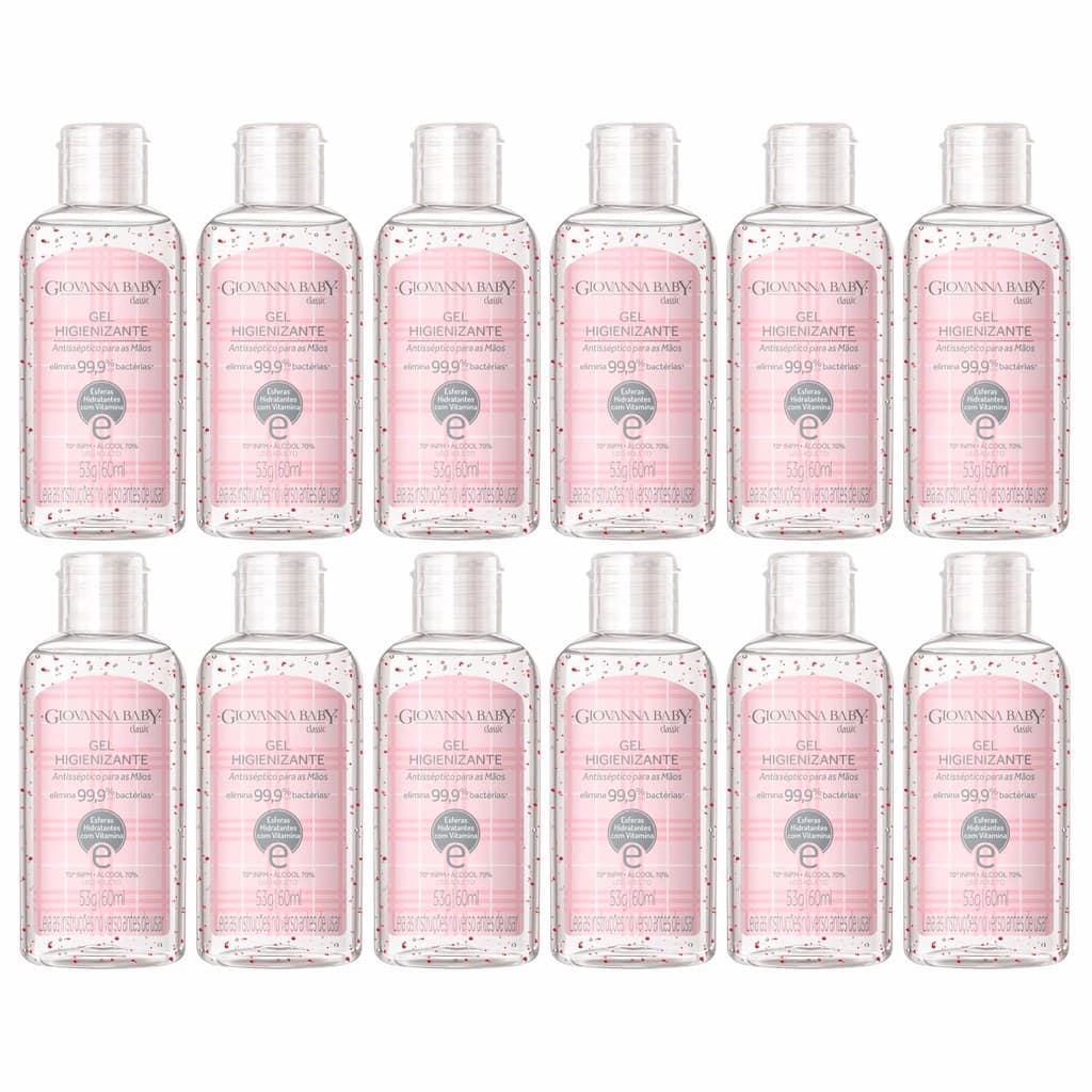 Kit Giovanna Baby Classic 60ml Álcool Em Gel Higienizante Antisséptico
