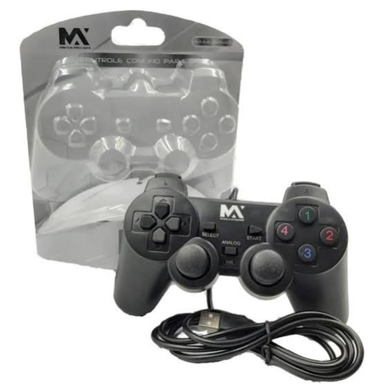 Controle Gamer Pc Usb Com Fio Preto Maxpc40 Maxmidia
