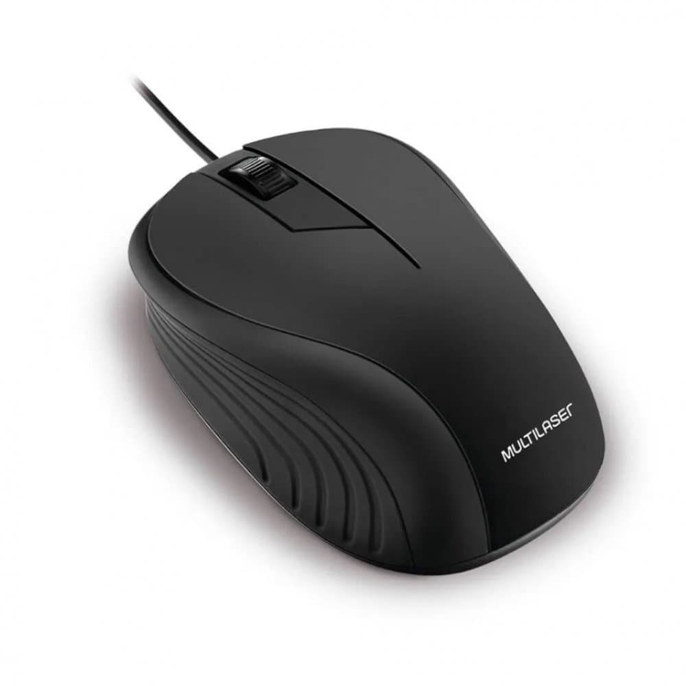 Mouse Emborrachado Preto com Fio Usb Multilaser - MO222