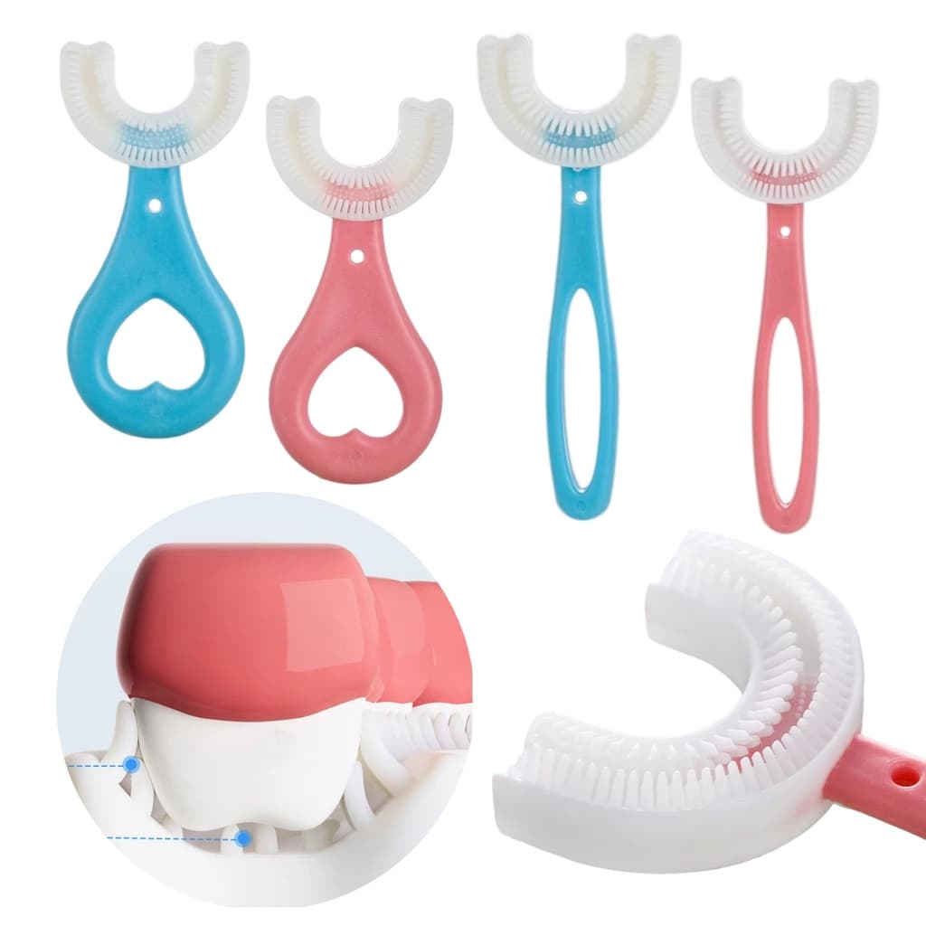 Escova De Dentes Para Bebês Crianças 360 Graus Em Forma De U De Silicone Limpeza Oral
