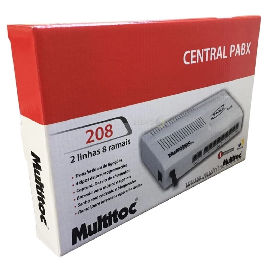 Central pabx para até 2 linhas e 8 ramais 208 - Multitoc - C05