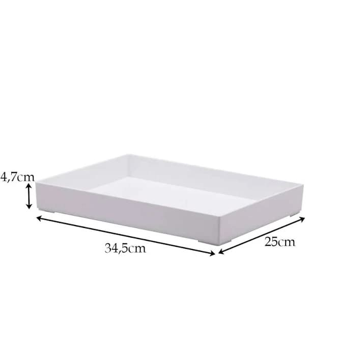 Bandeja Organizadora Bandeja Lisa Em Acrílico Decorativa Retangular Branca G - Paramount