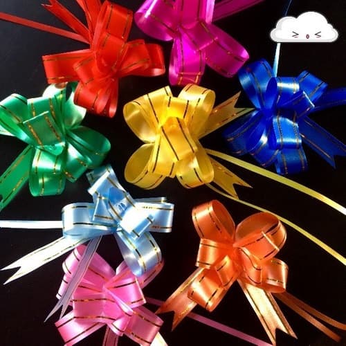 100 Laço Mágico Fita com Filete Dourado Lacinho Presente laco facil