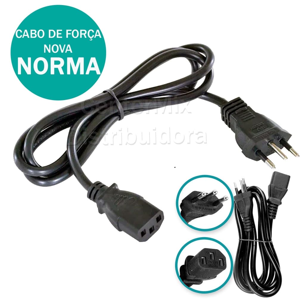 Cabo De Força Energia P/ Computador Pc Monitor Padrão Novo