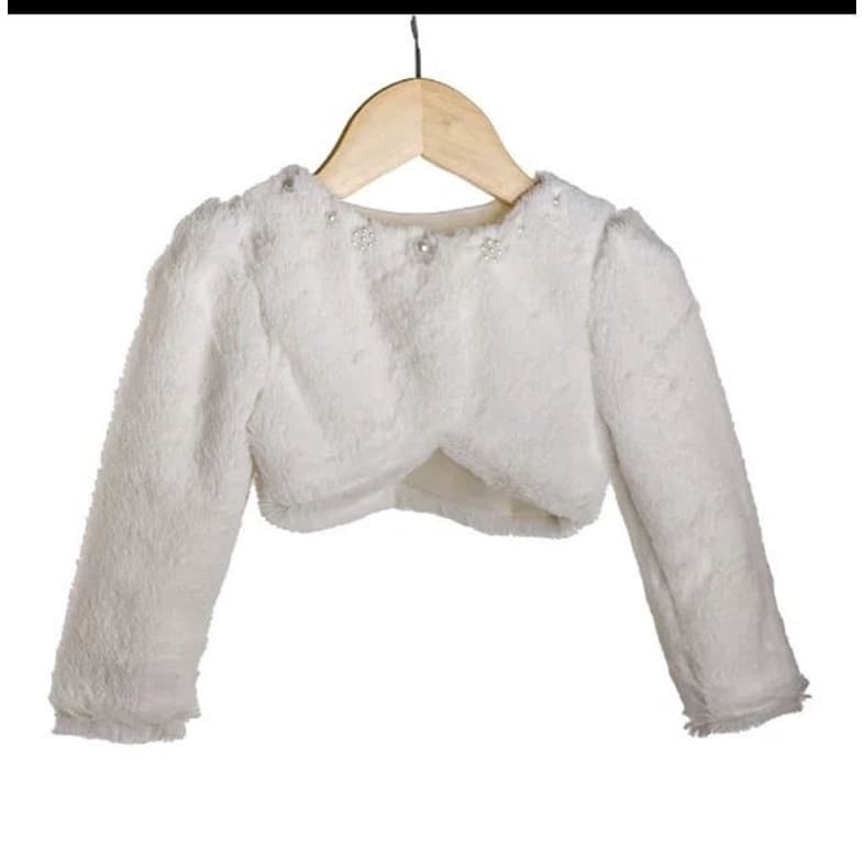 Bolero Infantil Branco apelinho Inverno Social Batizado 1 a 16 anos