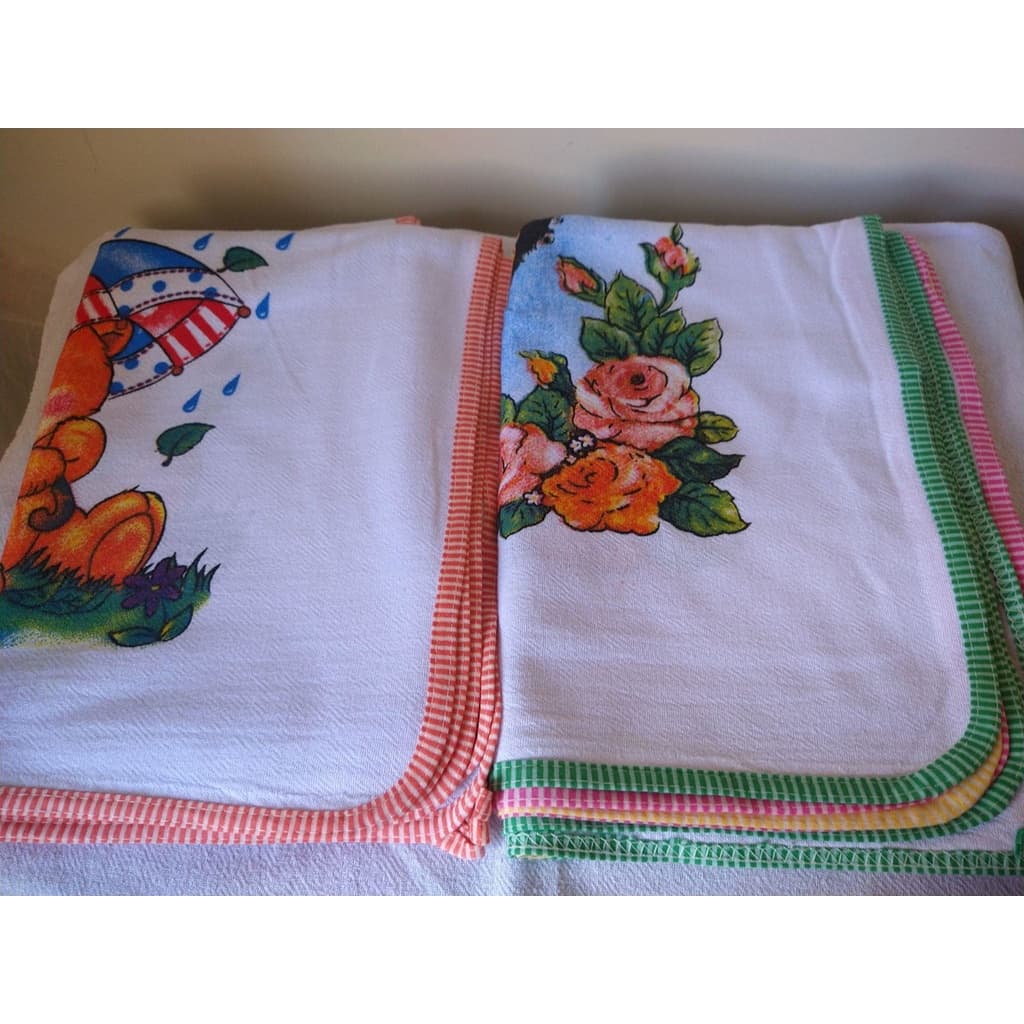 Pano de Prato Pé de Galinha Viés Kit 5 Panos Grande 70X 43cm Atacado Envio Imediato