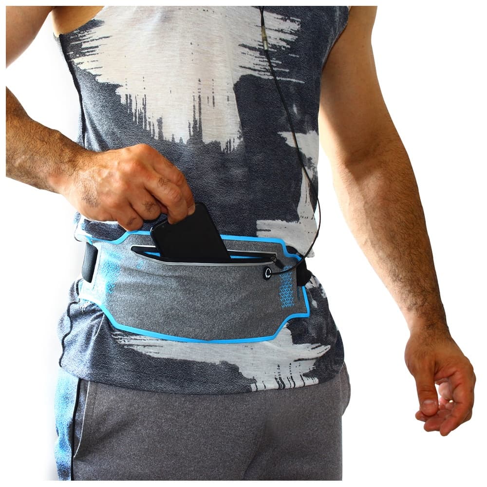 Pochete Esportiva Unissex Slim Para Celular Dinheiro Com Saída de Fone Azul