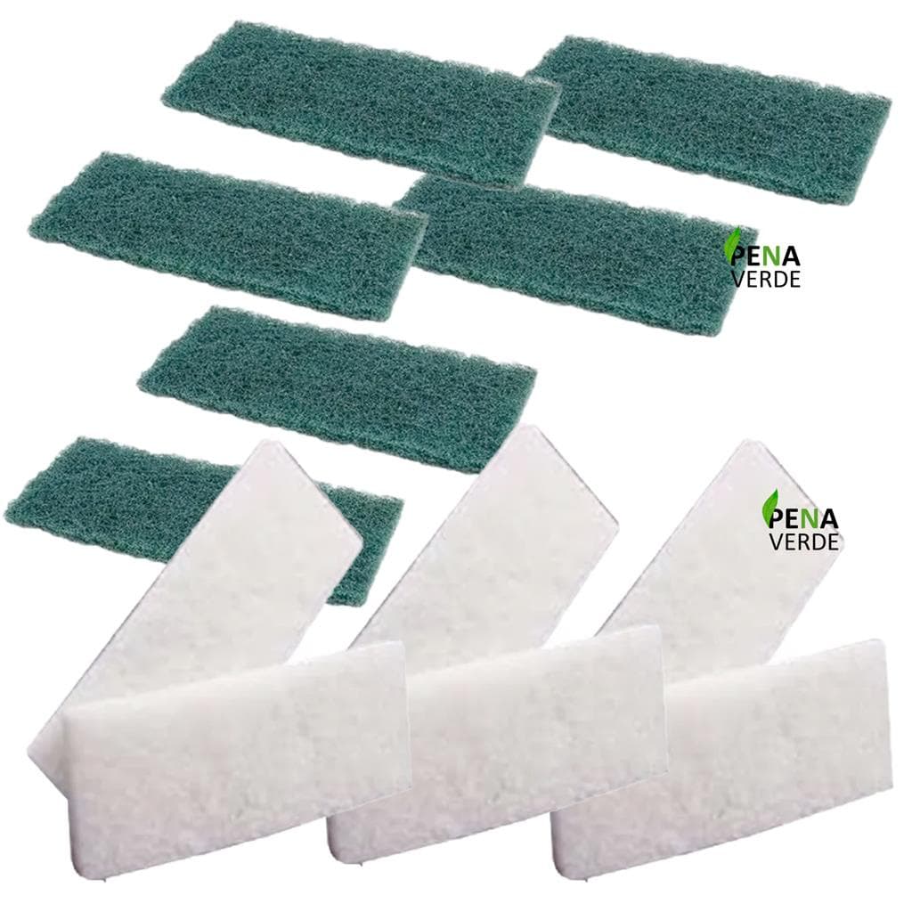 Kit 6 Fibra Verde Geral Multiuso Pisos + 6 Fibras Macia Branca Vidros e Esmaltado Superfícies Delicadas Cerâmica Cristal