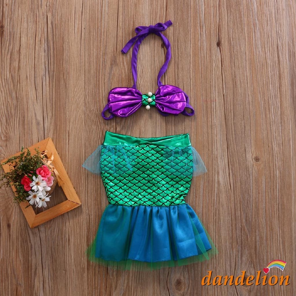 0-3 Anos infantil/Bebês Meninas  Mermaid Fantasia Praia 2pcs Trajes De Banho