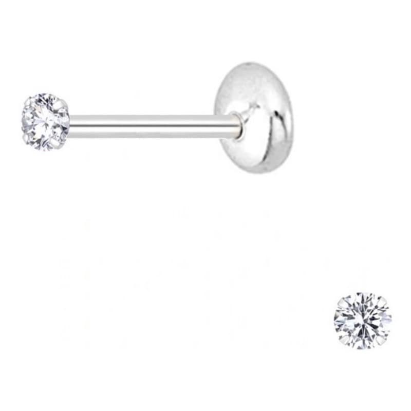 Brinco Infantil ou Cartilagem Ponto de Luz Tarraxa Baby em Prata Legitima 925