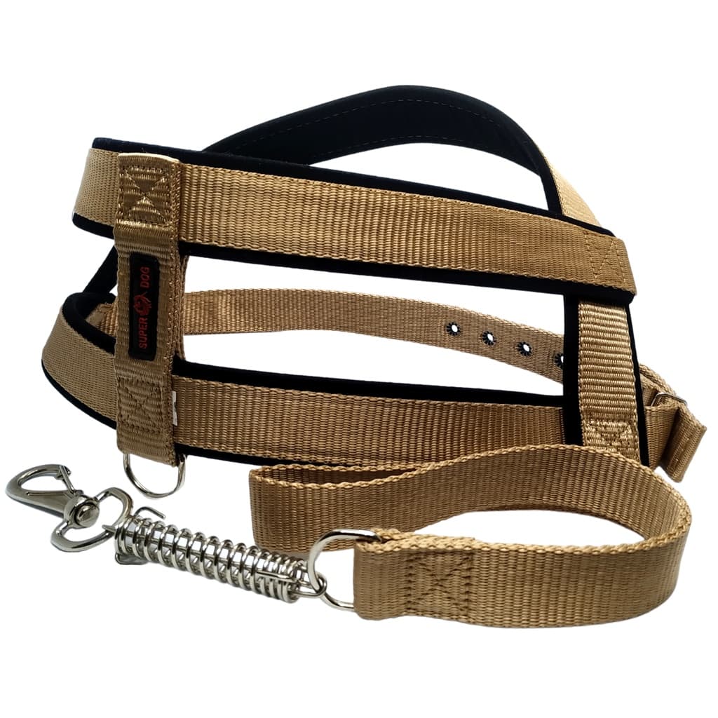 Peitoral c/ guia e amortecedor p/ cão grande PitBull Pastor Alemão Golden. Oferta, fabricação própria.