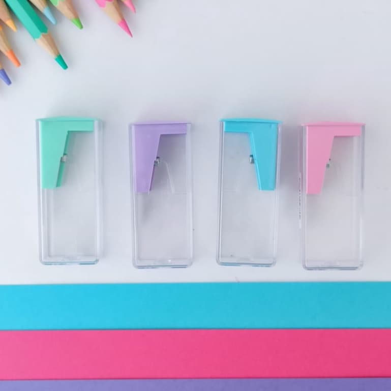 Apontador com Depósito Transparente Retângular Tom Pastel (Azul Verde Rosa Roxo) - Faber-Castell