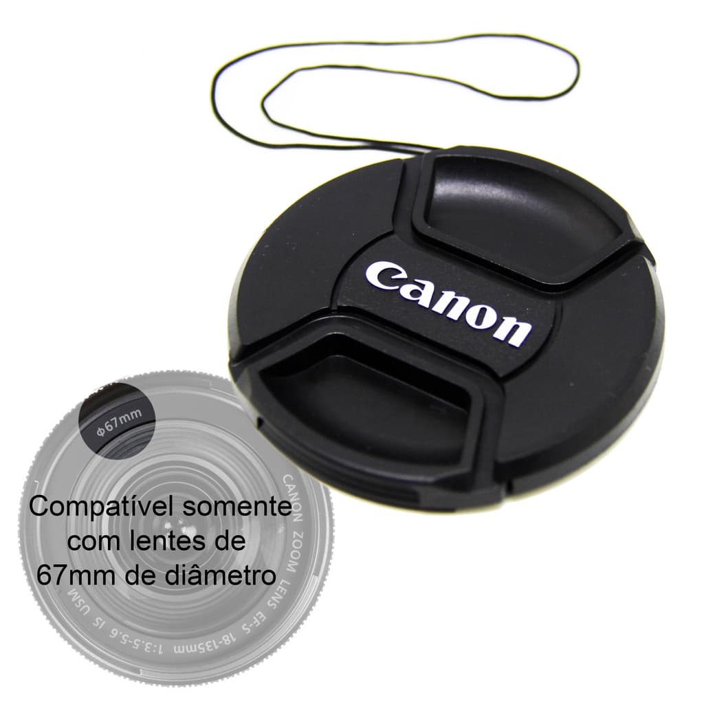 Tampa Canon 67mm com Cordão p/ Lente EF-S 18-135mm f/3.5-5.6 EF 70-300mm f/4-5.6L